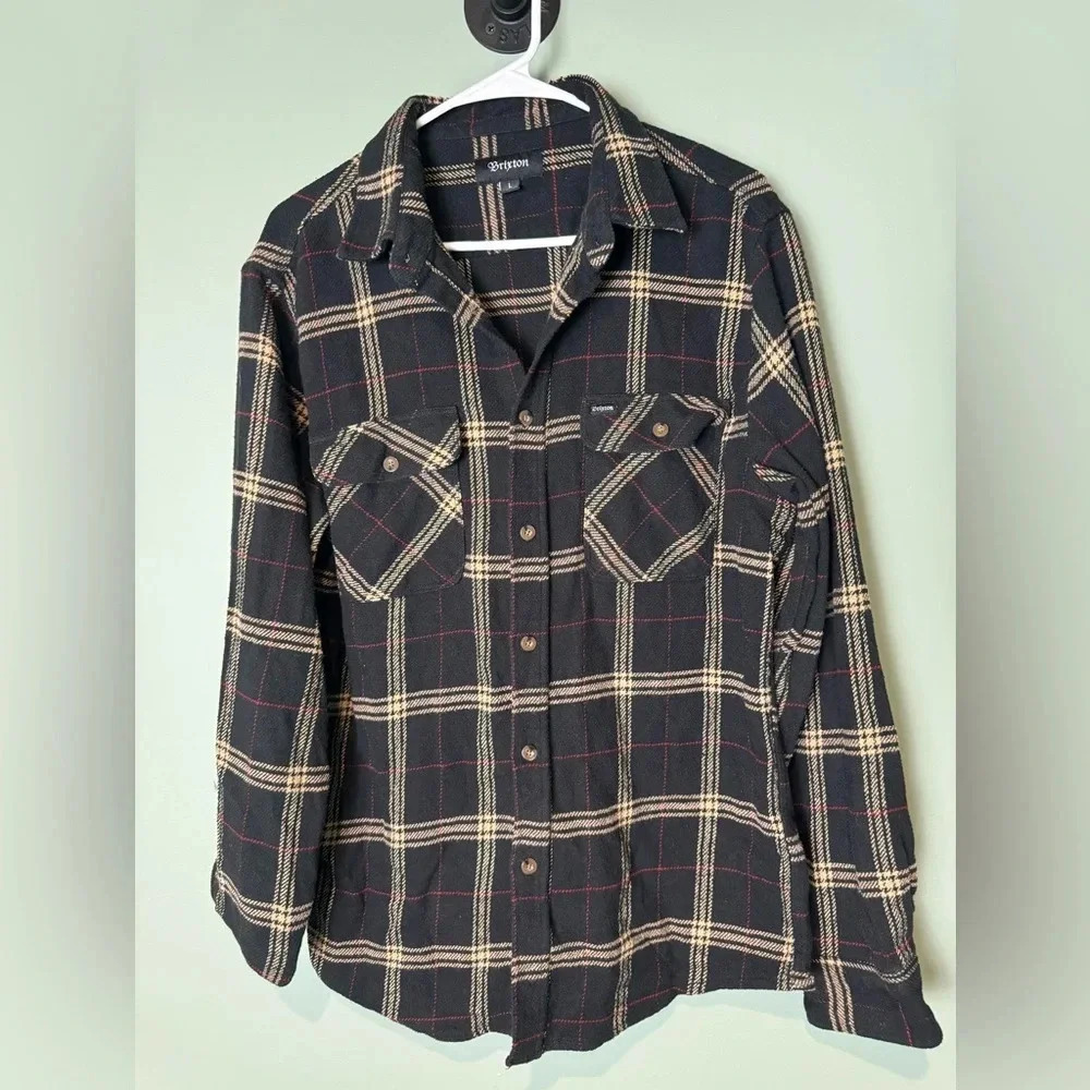 Brixton Black Plaid Button-Down Shirt